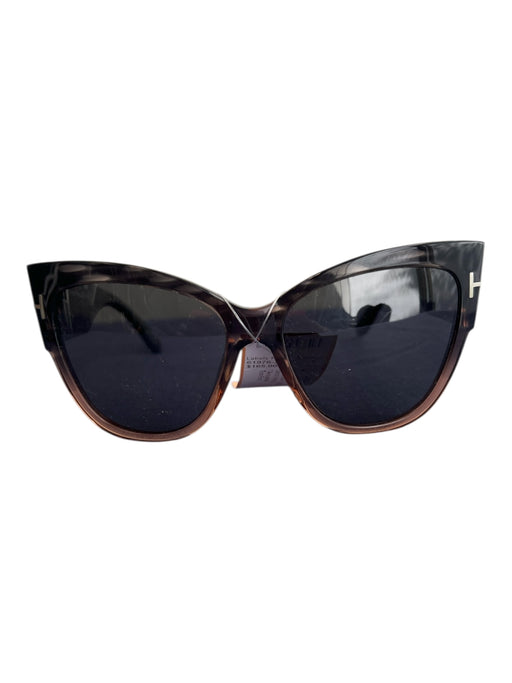 Tom Ford Brown T logo Cat Eye Oversize Sunglasses Brown