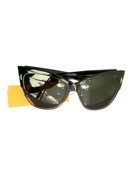 Tom Ford Brown T logo Cat Eye Oversize Sunglasses Brown