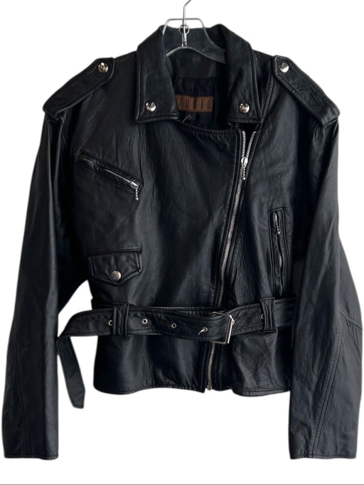 Siena Studio Size Small Black Leather Silver Hardware Belt Moto Jacket Black / Small
