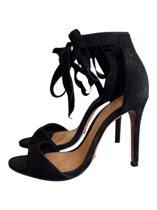 Schutz Shoe Size 7 Black Suede open toe Ankle Wrap Stiletto Almond Toe Shoes Black / 7