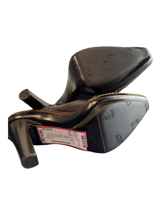 Celine Shoe Size 36 Brown & Amber Leather 2 Tone Wing Tip High Heel Tassel Shoes Brown & Amber / 36