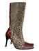 Donald Pliner Shoe Size 6.5 Tan, Black & Red Leather & Calf Hair Knee High Boots Tan, Black & Red / 6.5