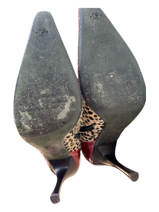 Donald Pliner Shoe Size 6.5 Tan, Black & Red Leather & Calf Hair Knee High Boots Tan, Black & Red / 6.5