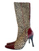 Donald Pliner Shoe Size 6.5 Tan, Black & Red Leather & Calf Hair Knee High Boots Tan, Black & Red / 6.5