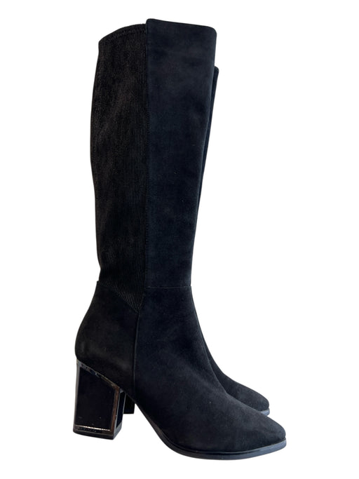 Aqua Diva Shoe Size 7 Black Suede Side Zip stretch back Block Heel Boots Black / 7