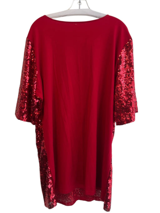 No Brand Size Est L Red No Fabric Tag Sequin Half Sleeve Scoop Neck Dress Red / Est L