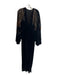 Etro Size 46 Black, Blue, Brown Viscose Velvet Embellished V Neck Bodysuit Dress Black, Blue, Brown / 46