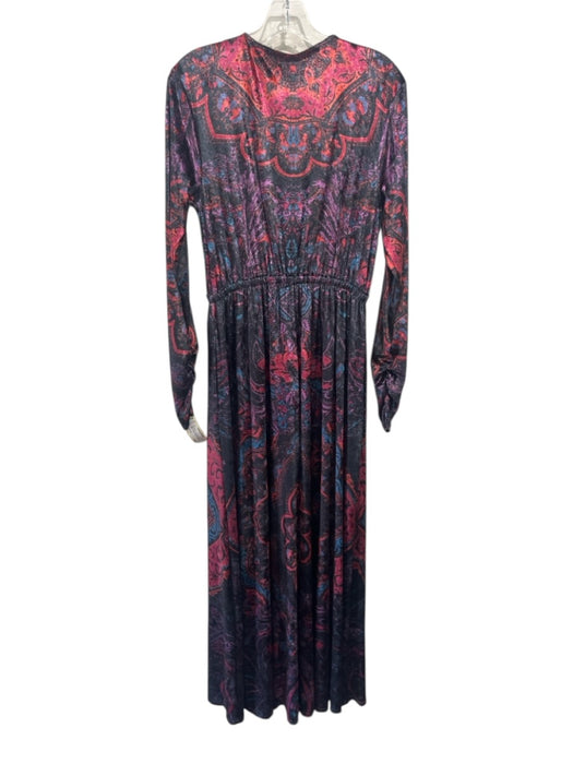 Free People Size M Black, Purple, Red Polyester Blend Velvet Paisley Jumpsuit Black, Purple, Red / M