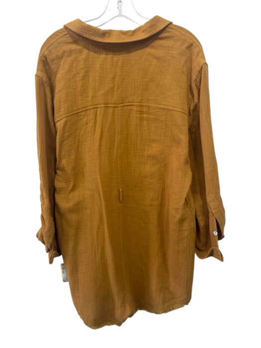 heartloom Size S/M Mustard Yellow Gauze Long Sleeve Pockets Button Down Romper Mustard Yellow / S/M