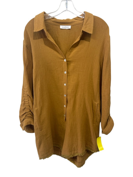 heartloom Size S/M Mustard Yellow Gauze Long Sleeve Pockets Button Down Romper Mustard Yellow / S/M