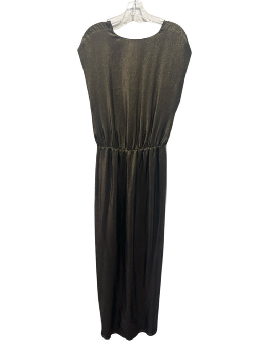 L'agence Size 8 Gold Silk Shimmer Surplice Front Slit Maxi Dress Gold / 8