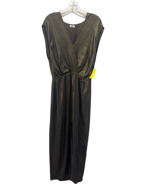 L'agence Size 8 Gold Silk Shimmer Surplice Front Slit Maxi Dress Gold / 8