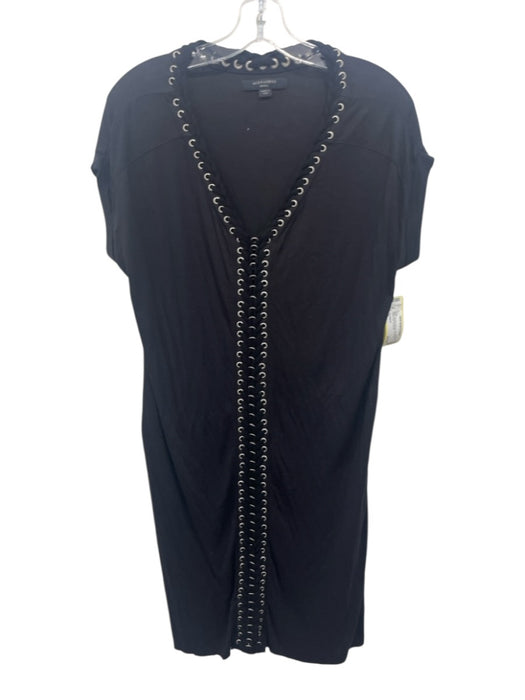 ALLSAINTS Size S Black Viscose lace up Cap Sleeve Below knee Dress Black / S