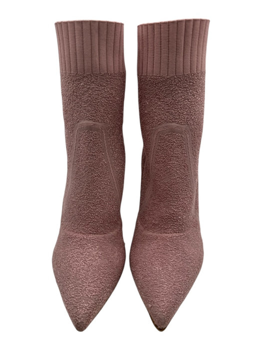 Gianvito Rossi Shoe Size 37 Pink Textile Knit Pointed Toe Textured Sock Booties Pink / 37