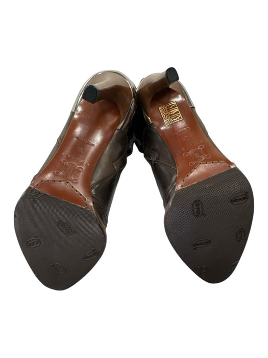 Celine Shoe Size 36 Brown Leather Silvertone hardware Pointed Toe Zip Boots Brown / 36