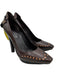 Celine Shoe Size 36 Brown & Orange Leather Contrast Stitch Wing Tip Pumps Brown & Orange / 36