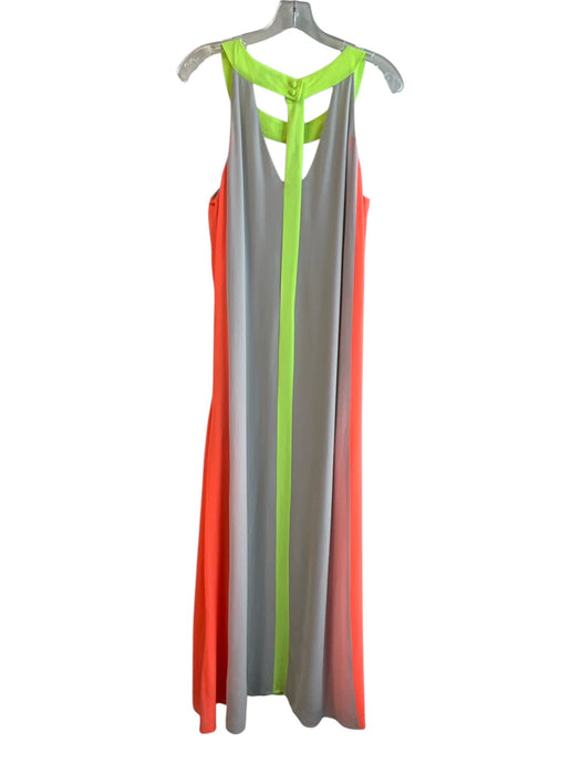 Hope's Size Est S/M Gray, Neon yellow & orange Polyester Round Neck Dress Gray, Neon yellow & orange / Est S/M
