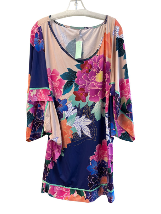 Trina Turk Size Est M/L Blue, Pink & Multi No Fabric Tag Floral Scoop Neck Dress Blue, Pink & Multi / Est M/L