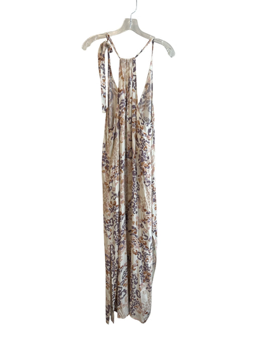BTFL-life Size Large Tan & multi Rayon Sleeveless All Over Print Side Slit Dress Tan & multi / Large