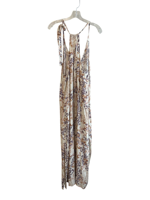 BTFL-life Size Large Tan & multi Rayon Sleeveless All Over Print Side Slit Dress Tan & multi / Large