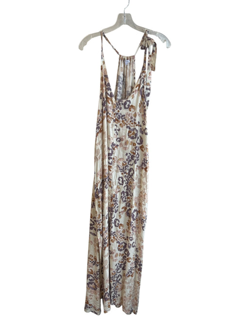 BTFL-life Size Large Tan & multi Rayon Sleeveless All Over Print Side Slit Dress Tan & multi / Large