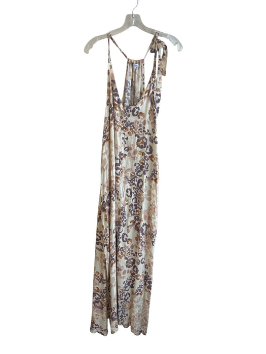 BTFL-life Size Large Tan & multi Rayon Sleeveless All Over Print Side Slit Dress Tan & multi / Large