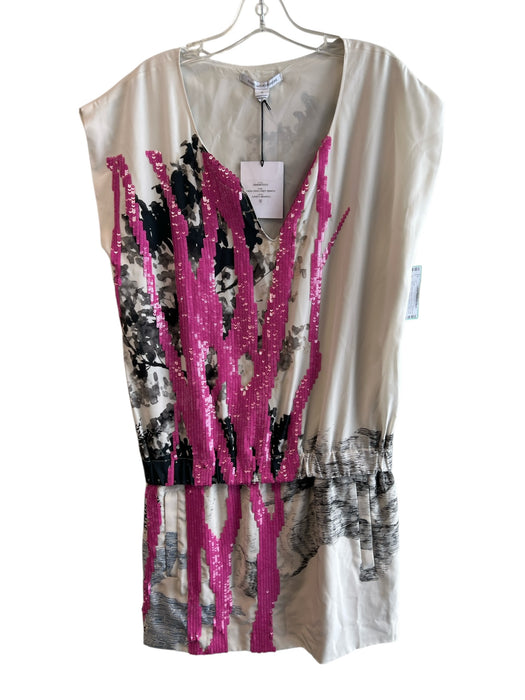 Diane Von Furstenberg Size 10 White, Black & Pink No Fabric Tag Sleeveless Dress White, Black & Pink / 10