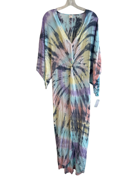 Surf Gypsy Size Est M Blue, Yellow & Multi No Fabric Tag Tye Dye V Neck Coverup Blue, Yellow & Multi / Est M