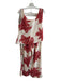 Gracia Size Large Beige & Red Polyester Sparkle Accent Leaves Print Pant Set Beige & Red / Large