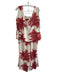 Gracia Size Large Beige & Red Polyester Sparkle Accent Leaves Print Pant Set Beige & Red / Large