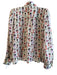 Alice & Olivia Size Est M White & Multi Silk Long Sleeve Button Down Top White & Multi / Est M