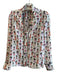 Alice & Olivia Size Est M White & Multi Silk Long Sleeve Button Down Top White & Multi / Est M