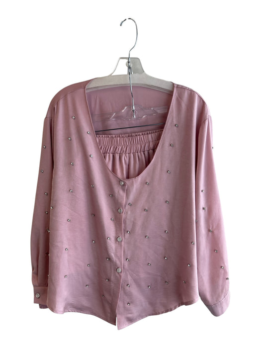 Galita Size Medium Dusty Rose Polyester Long Sleeve Stretch Waist Short Set Dusty Rose / Medium