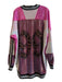 Akira Size Medium Pink & Multi Cotton V Neck Long Sleeve Oversize Top Pink & Multi / Medium