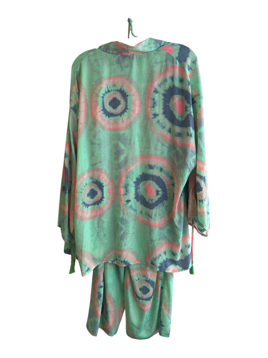 Gold & Silver Size Est M Green & Multi No Fabric Tag Tye Dye Open Top Pant Set Green & Multi / Est M