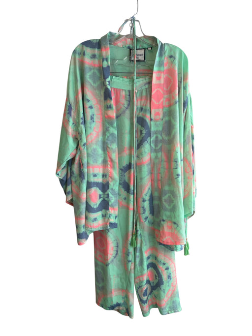 Gold & Silver Size Est M Green & Multi No Fabric Tag Tye Dye Open Top Pant Set Green & Multi / Est M