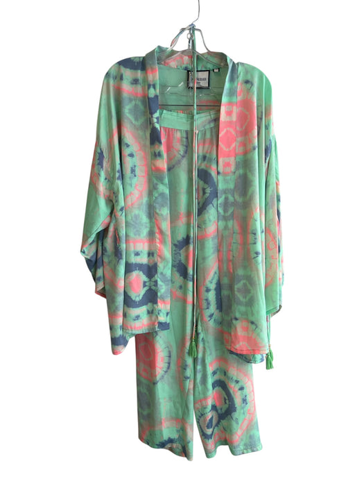 Gold & Silver Size Est M Green & Multi No Fabric Tag Tye Dye Open Top Pant Set Green & Multi / Est M