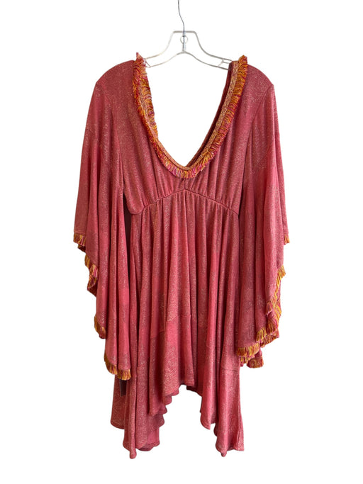 PHO Firenze Size Small coral Viscose Off Shoulder Long Wide Sleeve Dress coral / Small