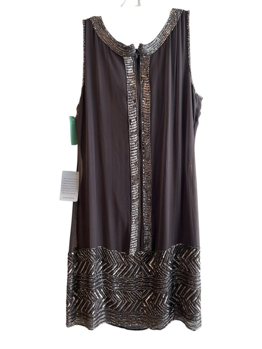Adrianna Papell Size 12 Dark Brown Polyester Beaded Back Zip Lined Dress Dark Brown / 12