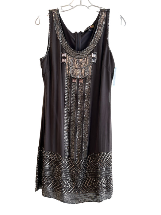 Adrianna Papell Size 12 Dark Brown Polyester Beaded Back Zip Lined Dress Dark Brown / 12