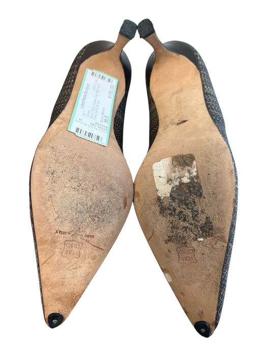 Manolo Blahnik Shoe Size 36.5 Brown Fabric Pointed Toe High Heel Pump Shoes Brown / 36.5