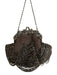 No Brand Brown Sateen Beads Twist Close Evening Chain Bag Brown / Small