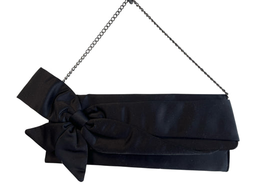 White House Black Market Black Sateen Bow detail Rectangle Magnetic Close Bag Black / Medium