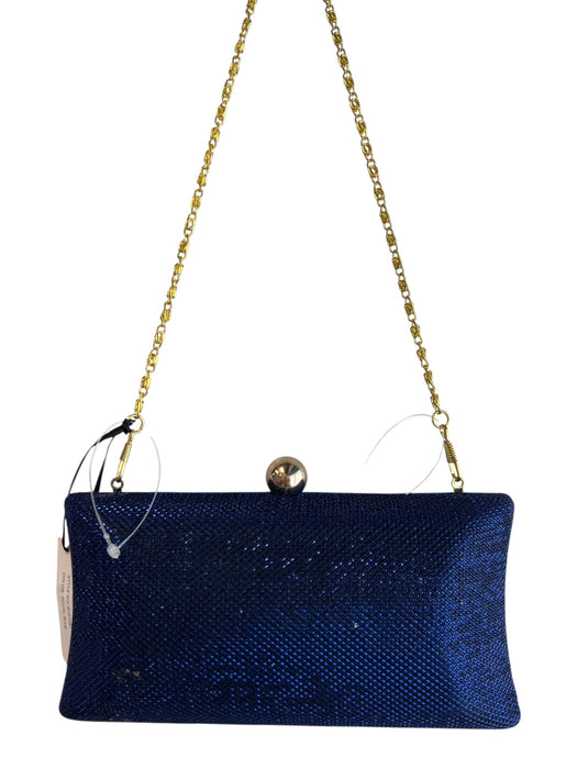 No Brand Blue Sparkle Hard Shell Gold Hardware Chain Bag Blue / Small
