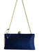 No Brand Blue Sparkle Hard Shell Gold Hardware Chain Bag Blue / Small