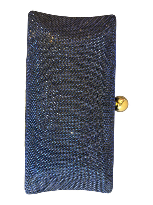 No Brand Blue Sparkle Hard Shell Gold Hardware Chain Bag Blue / Small