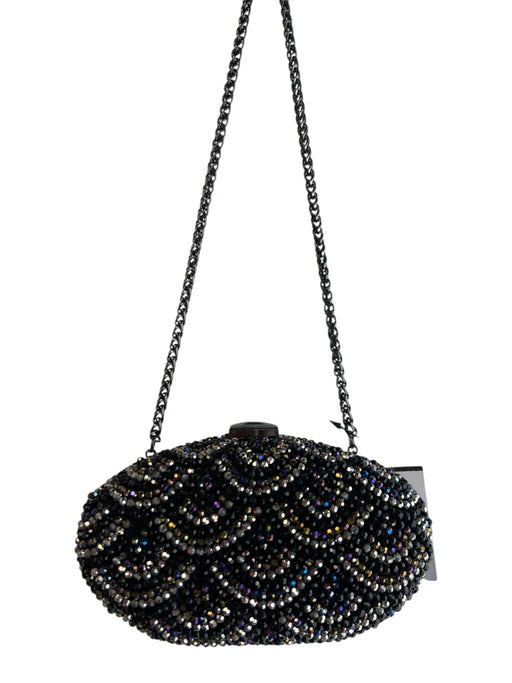 Cache Black, Silver & Brown Rhinestone Egg Shaped Hardcase Evening Bag Black, Silver & Brown / Small