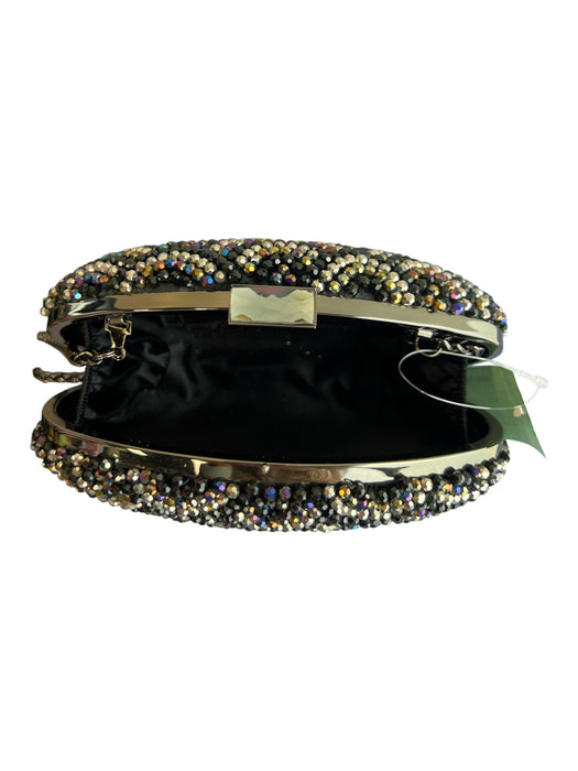 Cache Black, Silver & Brown Rhinestone Egg Shaped Hardcase Evening Bag Black, Silver & Brown / Small