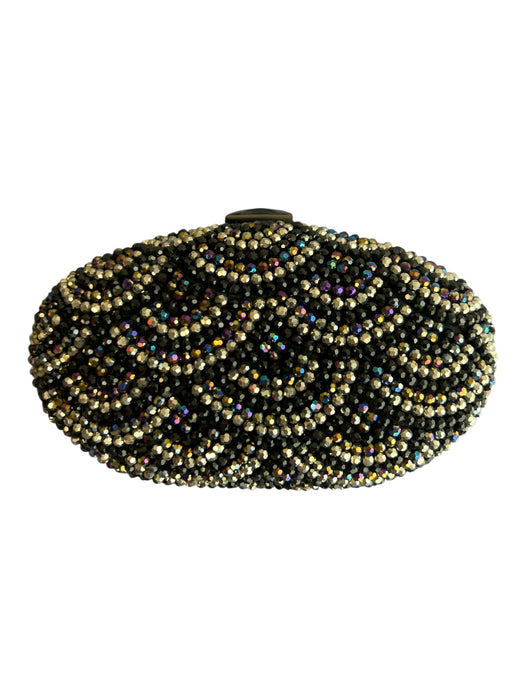 Cache Black, Silver & Brown Rhinestone Egg Shaped Hardcase Evening Bag Black, Silver & Brown / Small