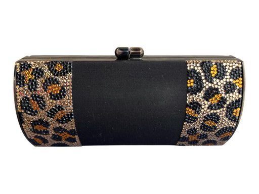 Stuart Weitzman Black, Amber & gold Sateen Beaded Twist Close Oblong Bag Black, Amber & gold / Small